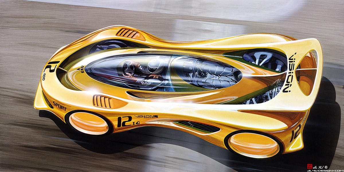 Car Design  Formula Racer  acrylic and marker illustration
